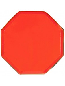 Pratos Octogonais Vermelho Neon|23cm